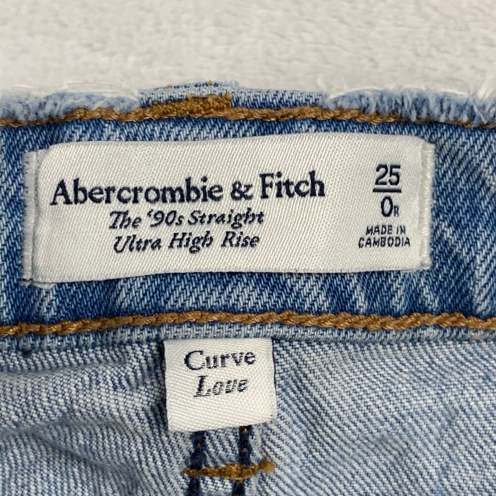 Abercrombie A+F Jeans 90s Straight Curve Love sz 25 Ultra High Rise Distressed 0 - Picture 5 of 11